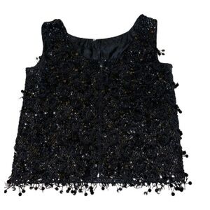 Regalia imports black beaded sleeveless top size M